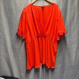 🏴 Torrid Orange Flutter Sleeve Wrap Blouse 4X